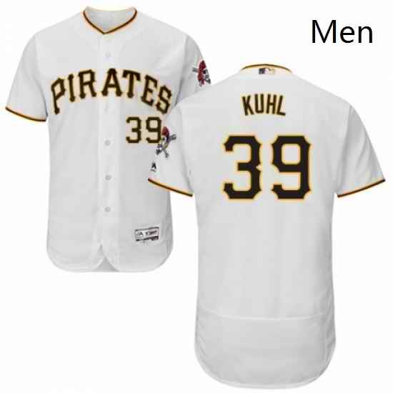 Mens Majestic Pittsburgh Pirates 39 Chad Kuhl White Home Flex Base Authentic Collection MLB Jersey